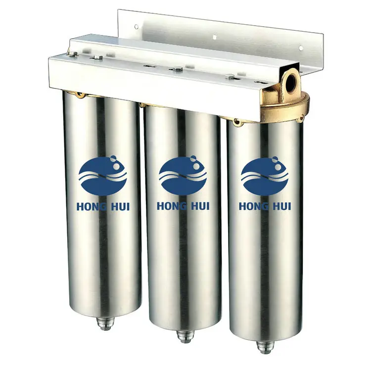 HONG HUI HH3-10C 3 Stages Household Stainless Steel Micro Cartridge Sediment Clear Water Filter Housing