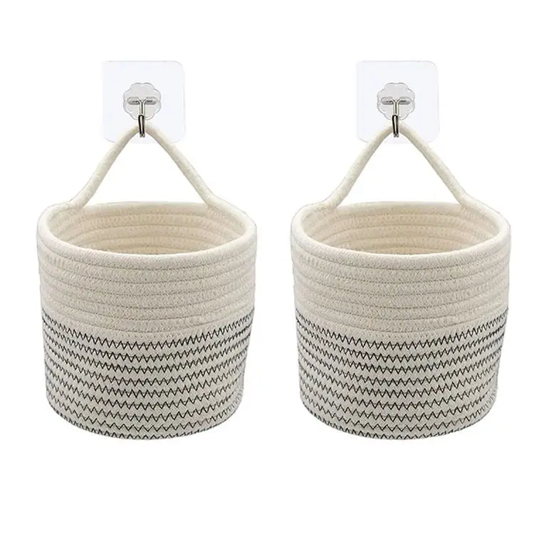 
Cotton Rope Plant Basket Woven Plant Pot Hanger Laundry Basket 