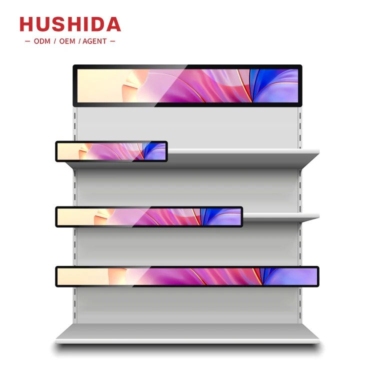 Wall Mounted Shelf Edge Stretched Bar Hd 58 86 88Inch Stretched Bar Touch Screen Lcd Display
