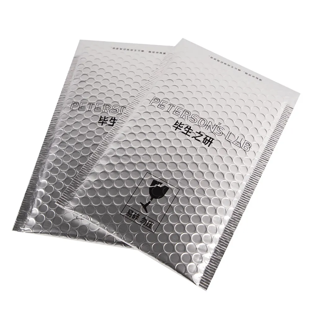 XCGS Hot Sale Custom Size Silver Metallic Bubble Mailer Matt Foil Self Seal Envelopes For Shipping