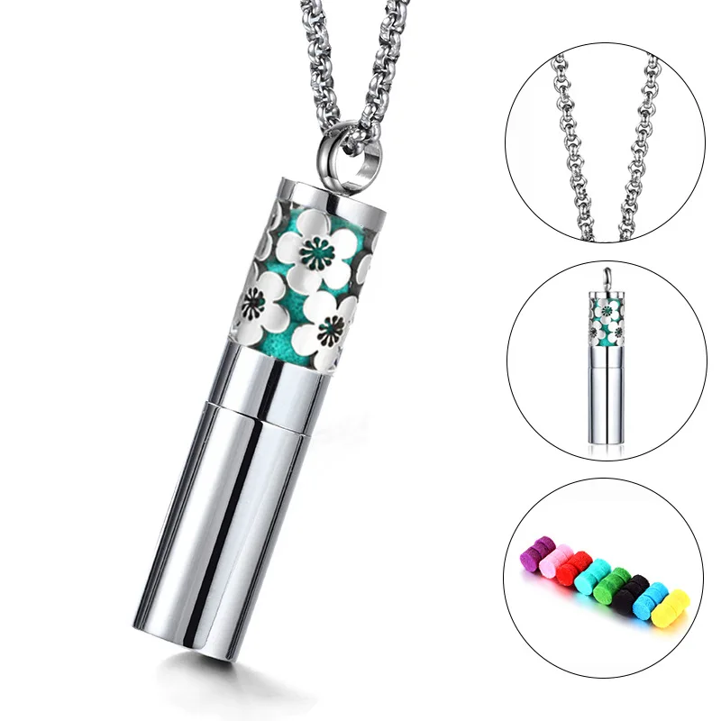 Open aromatherapy essential oil perfume bottle couple necklace stainless steel pendant