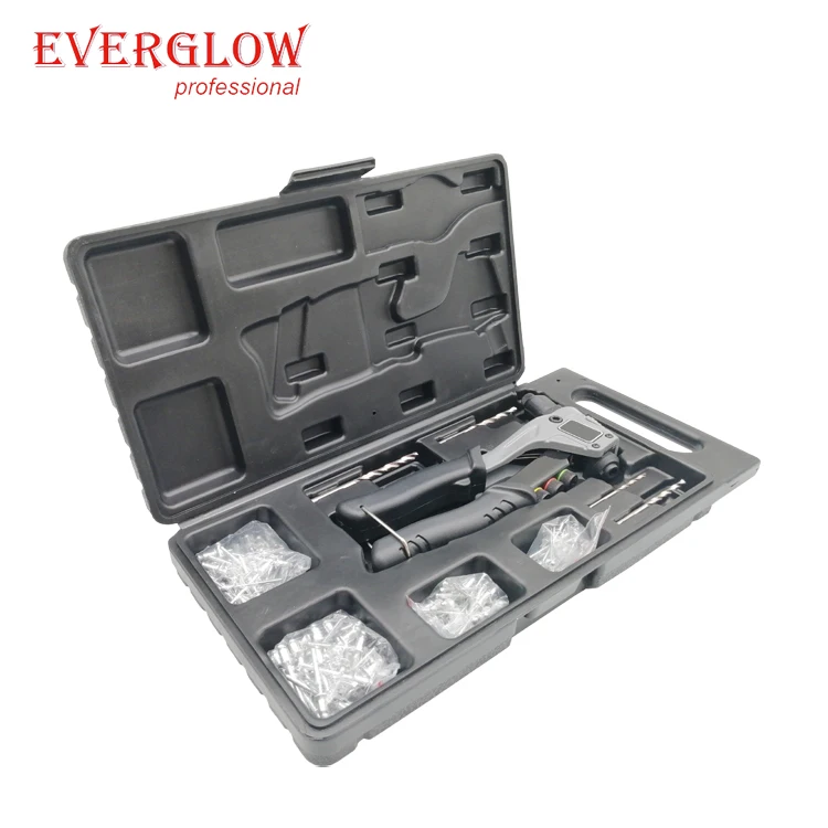 hand Tool with 120 pieces rivets and 4 rivet heads include 2.4mm 3.2mm 4.0mm 4.8mm in Case  Rivet Gun Kit for processing Blind