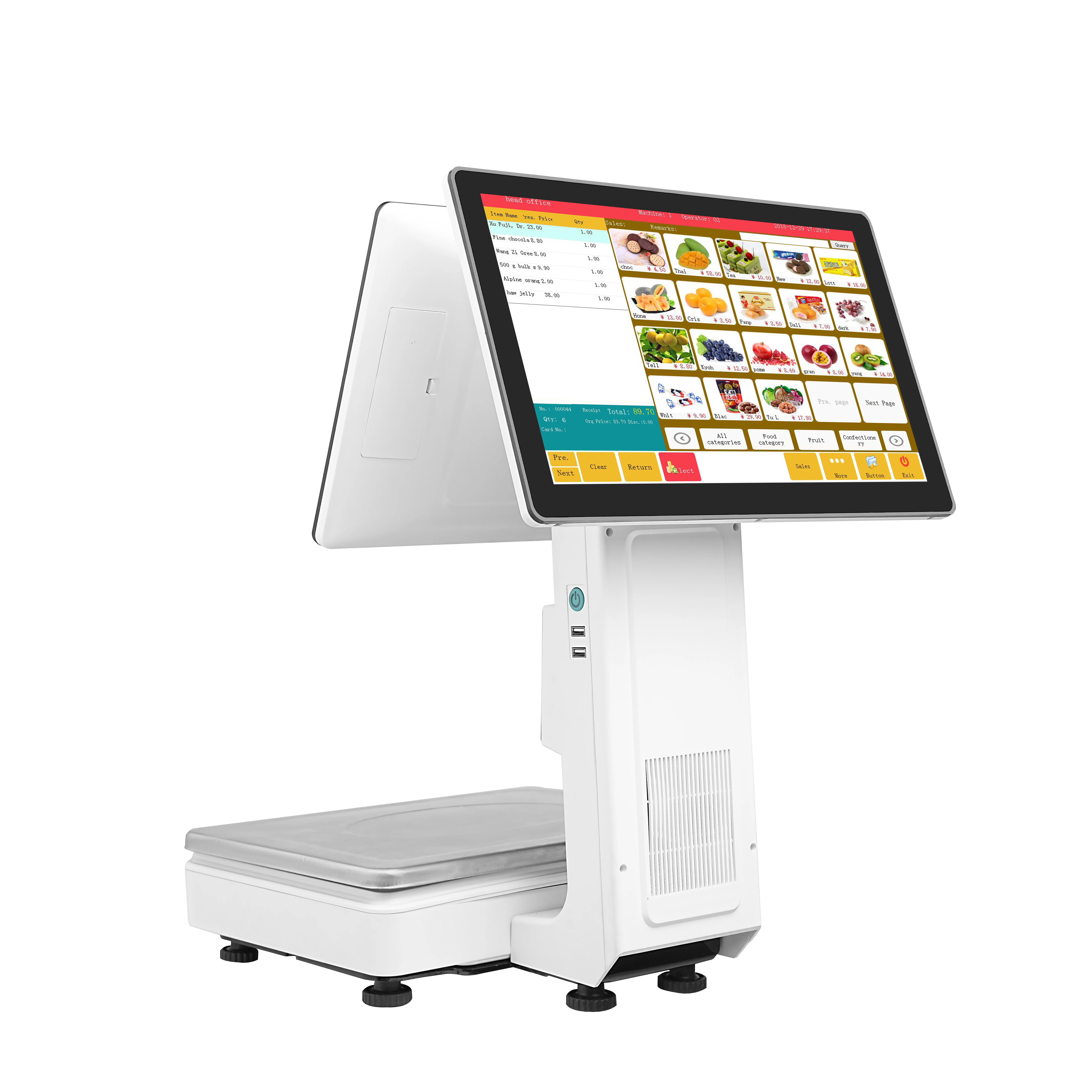 15.6 inch Dual Touch Screen POS System weighing Scale PC Scale All In One POS Scale with Printer