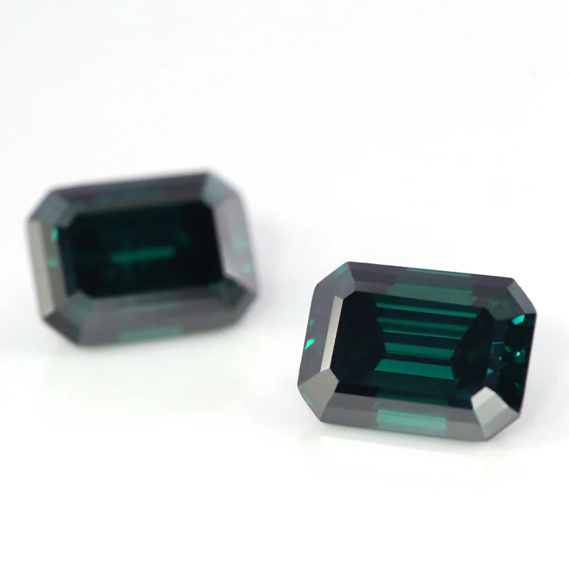 Wholesale emerald shaped green color moissanite stone 1ct 2ct 3ct GRA certificate loose moissanite diamonds