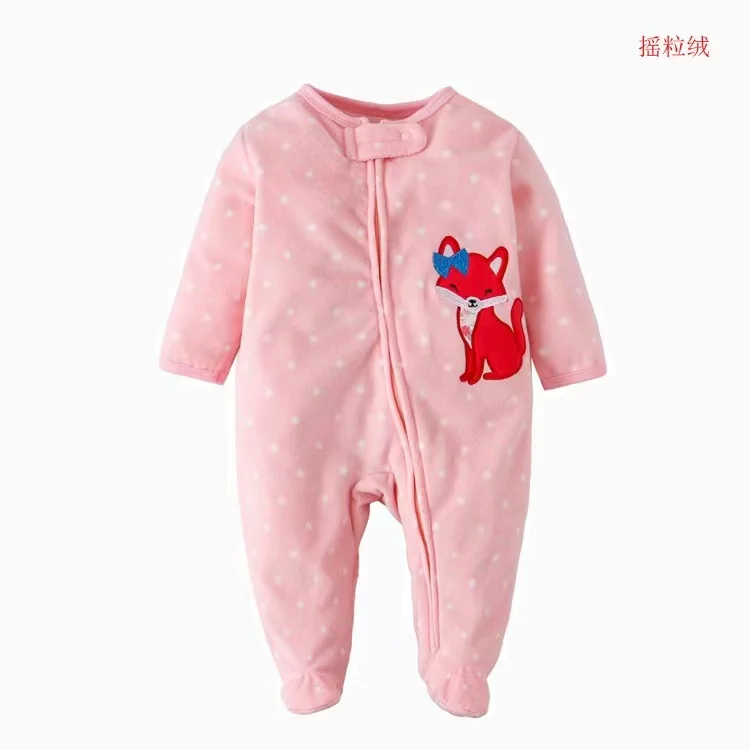 2021 autumn/winter new infants and toddlers wear shaker fleece baby feet with zipper long sleeves climbing suit
