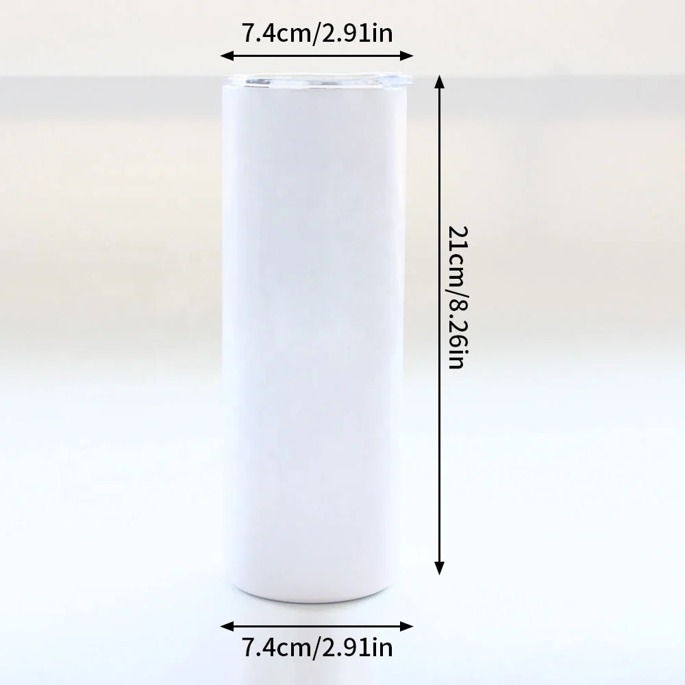 
New UV Light Color Changing White Sublimation 20oz Straight Skiny Tumbler Unapered Tumbler Vacuum Insulated with Straw Lid 