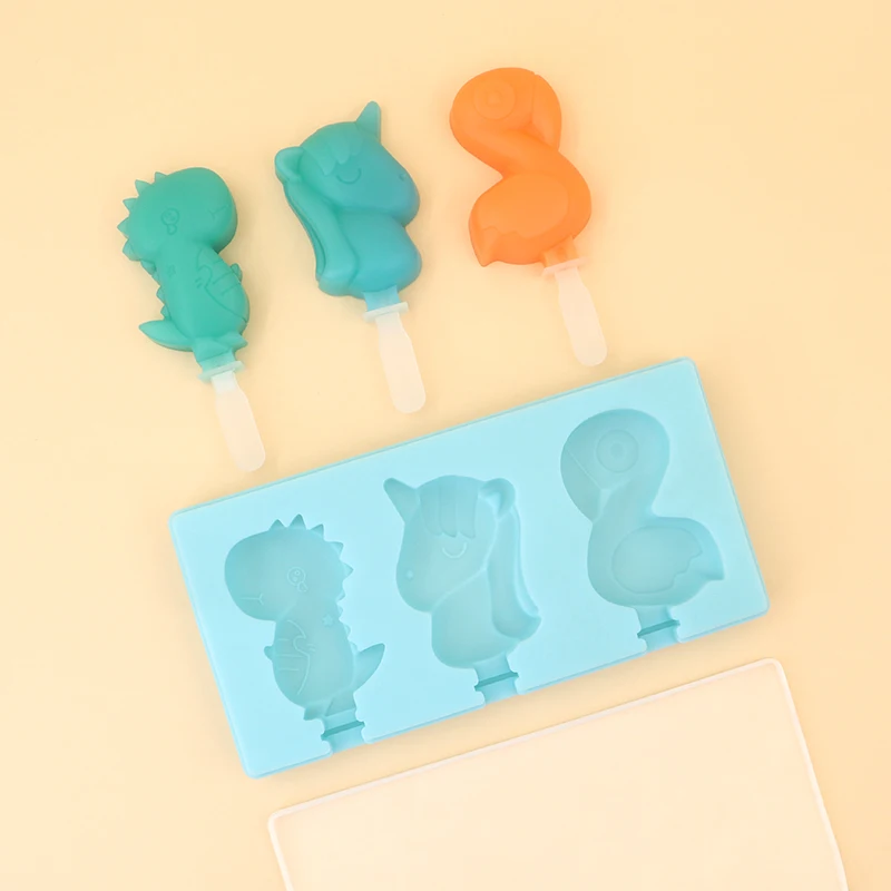 DIY creative three-dimensional dinosaur unicorn Flamingos Popsicle pudding jelly lollipop silicone mold