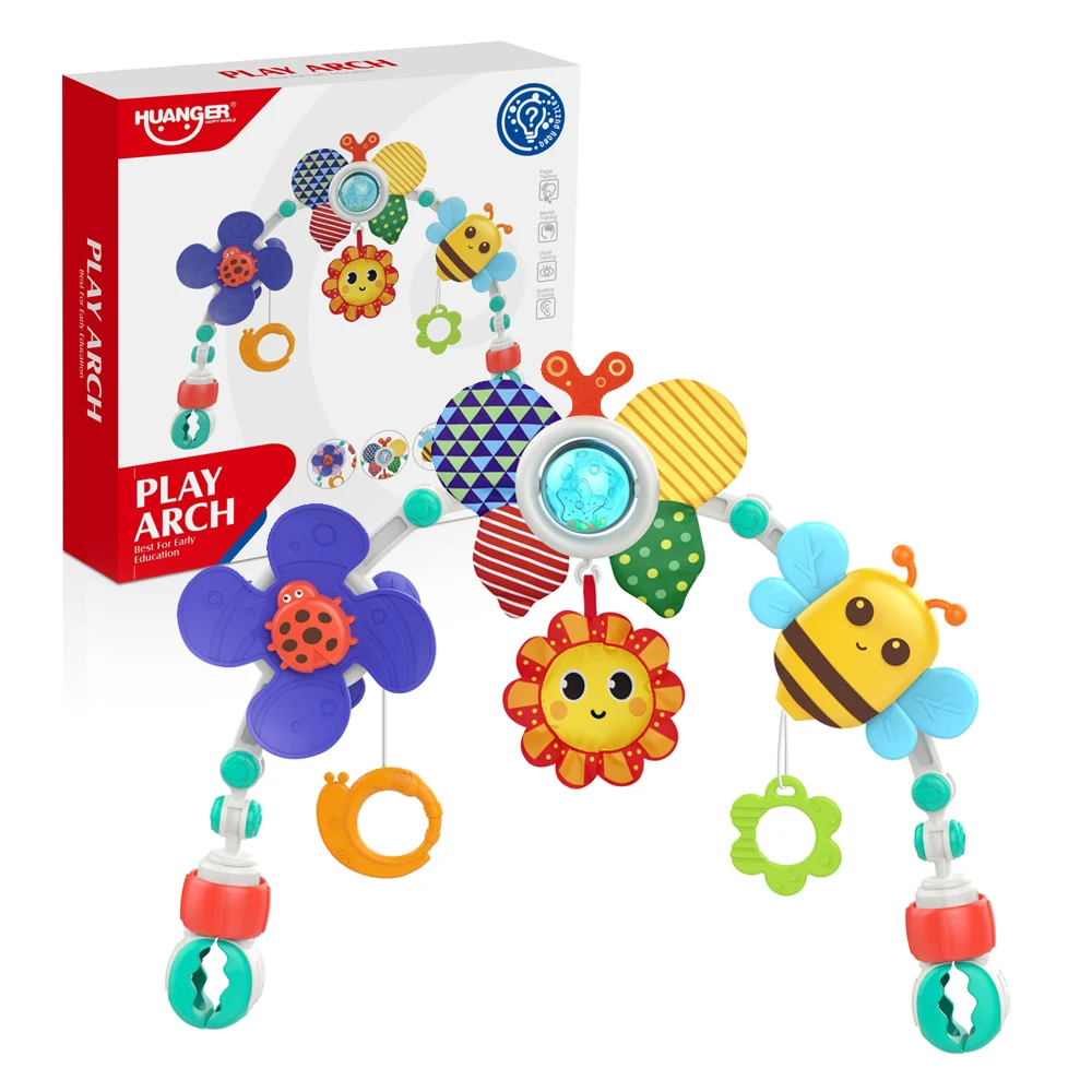 Foldable Baby Bed Bell Toy Sensory Learning Baby Rattle Car Seat & Stroller Toy Stroller Arch for Bassinet Hanging Kid Crib Toy