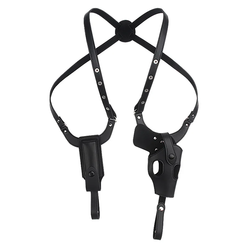 Outdoor tactical shoulder leather armpit holster  portable double hidden light  holster