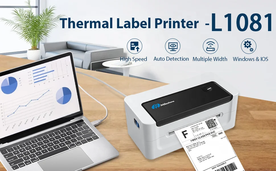 
Milesone 110mm FBA Label Printer MHT-L1081 Sticker Printer 4x6 shipping label Thermal printer for amzaon ebay Etsy 
