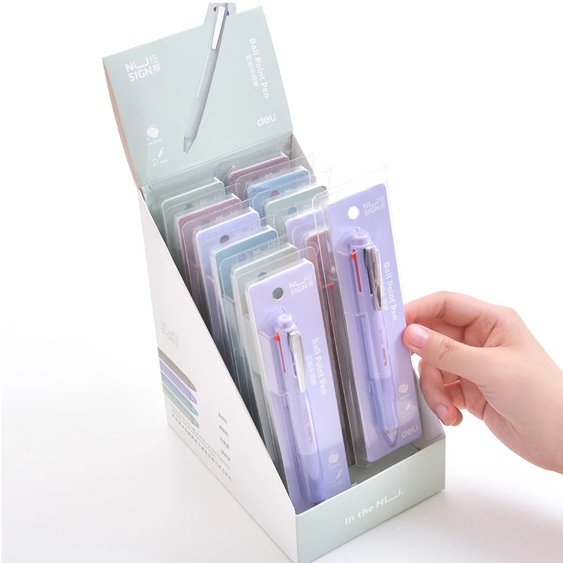Deli  NS751 0.7mm Multicolor Ballpoint Pens Retractable Gel Pen Refill ink color Black Blue Green Red for Writing School