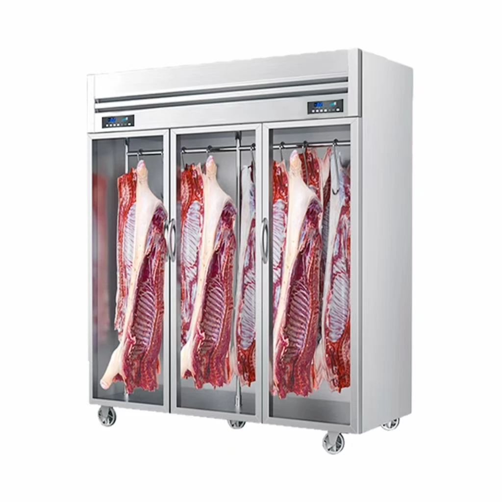 9- Supermarket Shelves Meat Display Refrigerator for Butcher Shops Hanging Meat Storage Unit