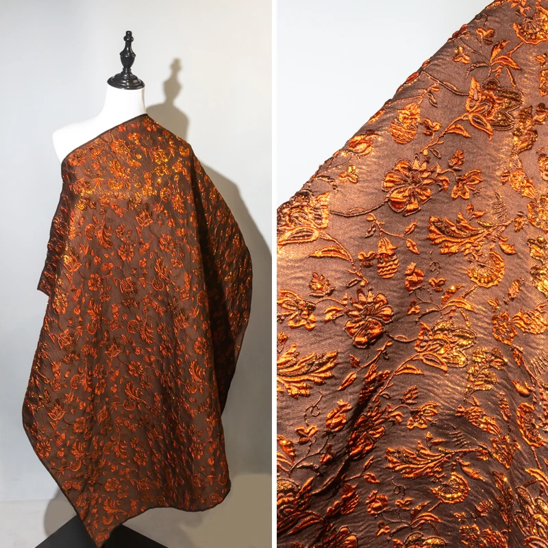 KEER Factory Customized SDJ362NA Premium Brocade Polyester Lady Dress Cotton Women Brocade Satin Metallic Jacquard Fabric