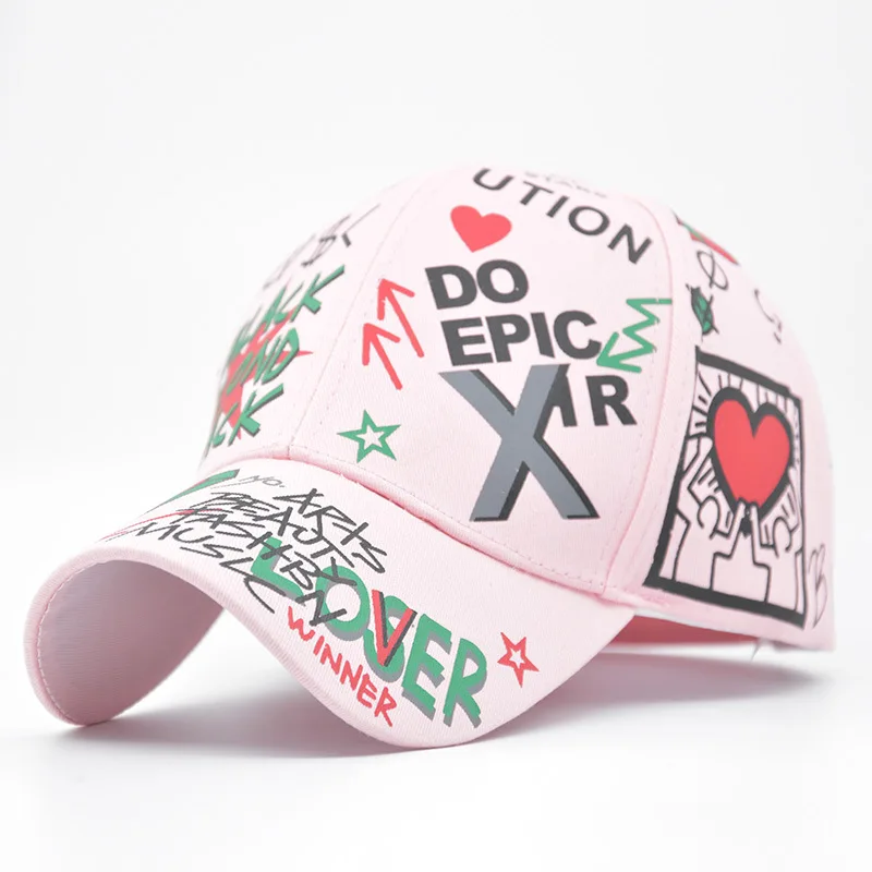 Корейский стиль красочные граффити козырек тракер шляпа модные регулируемые буквы печатные спортивные бейсболки для мужчин женщин