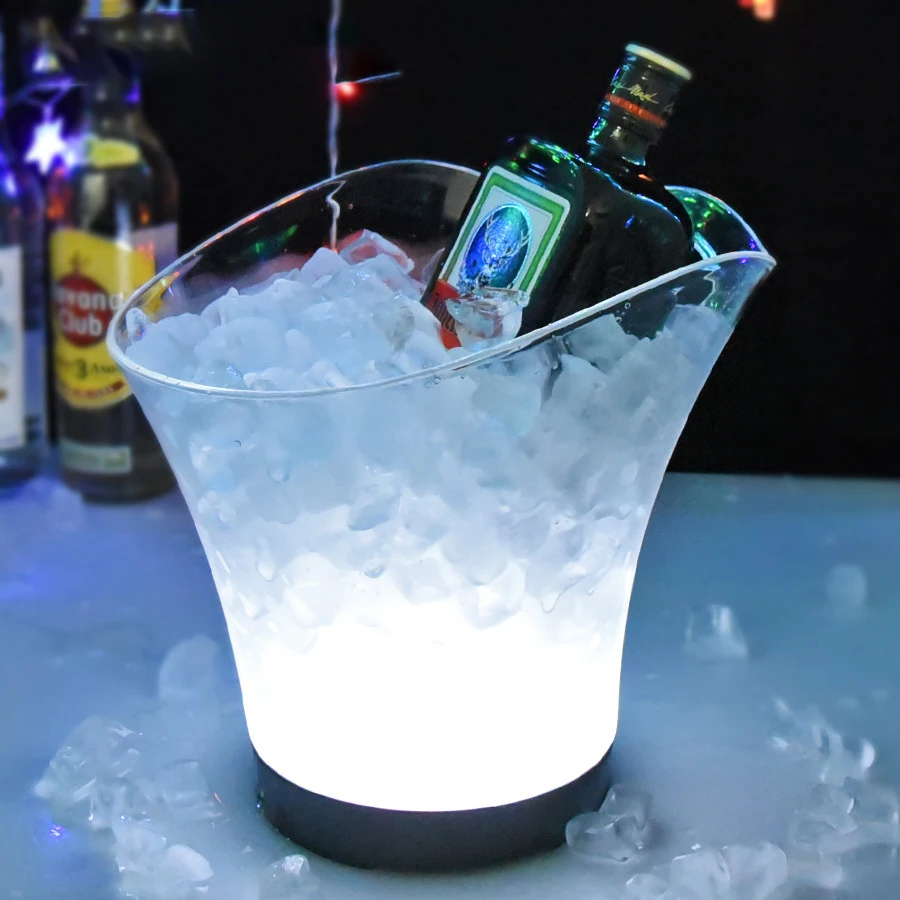 Wholesale supply chang-color LED Ice Bucket rechargeable batteries beer wine champagne acrylic transparent led ice bucket