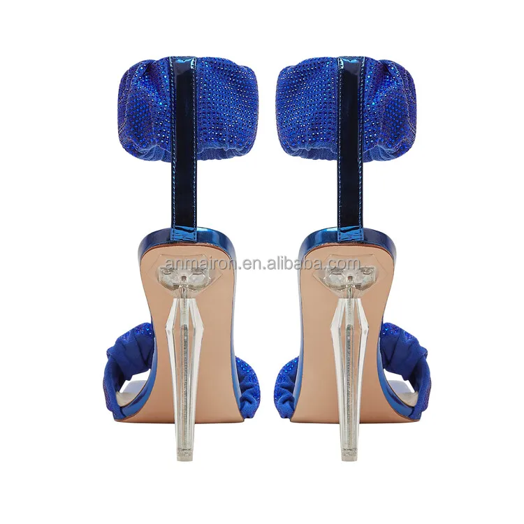 2024 Latest design Square Toe Rhinestone Fashion Women Sandals high heel Special Heel Black Color Shoes for Women New Styles F