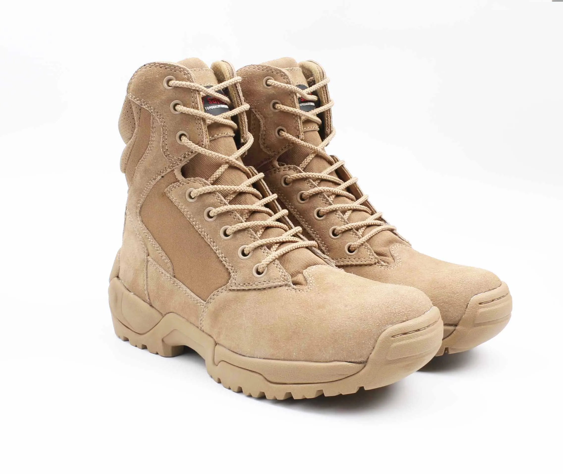 Popular rubber outsole steel toe combat high quality mens working safety shoes