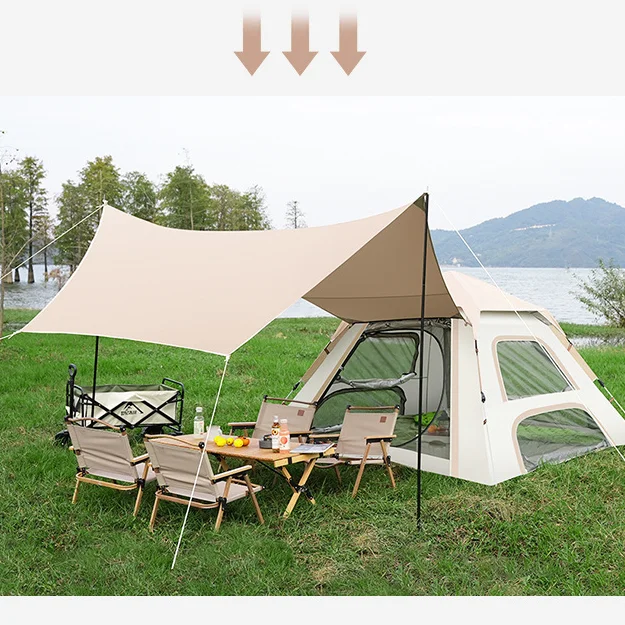 2023 new design outdoor automatic waterproof glamping tents portable tarp 2 in 1 for camping multipurpose tent