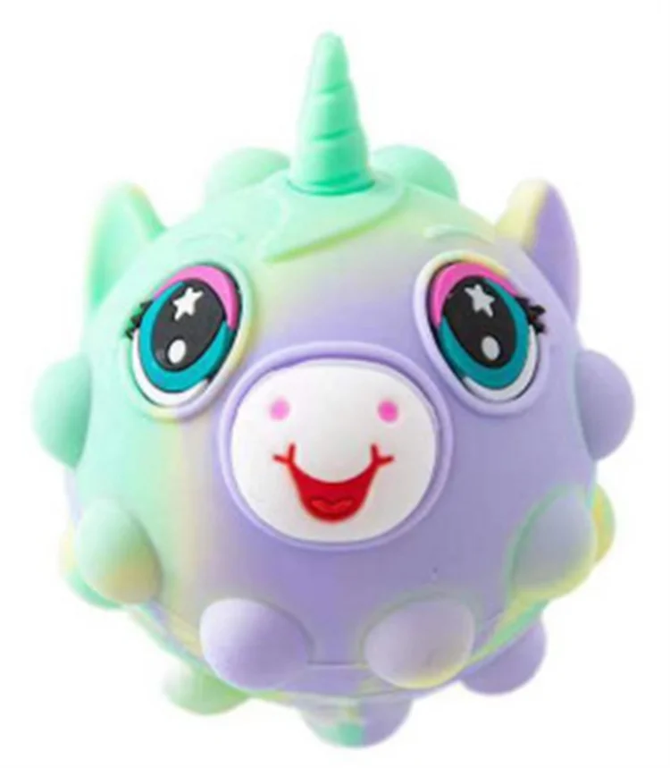 Silicone Anxiety Relief Stress Ball Fidget Toy Pop Rainbow Animals Round Stress Popper Smiley Ball