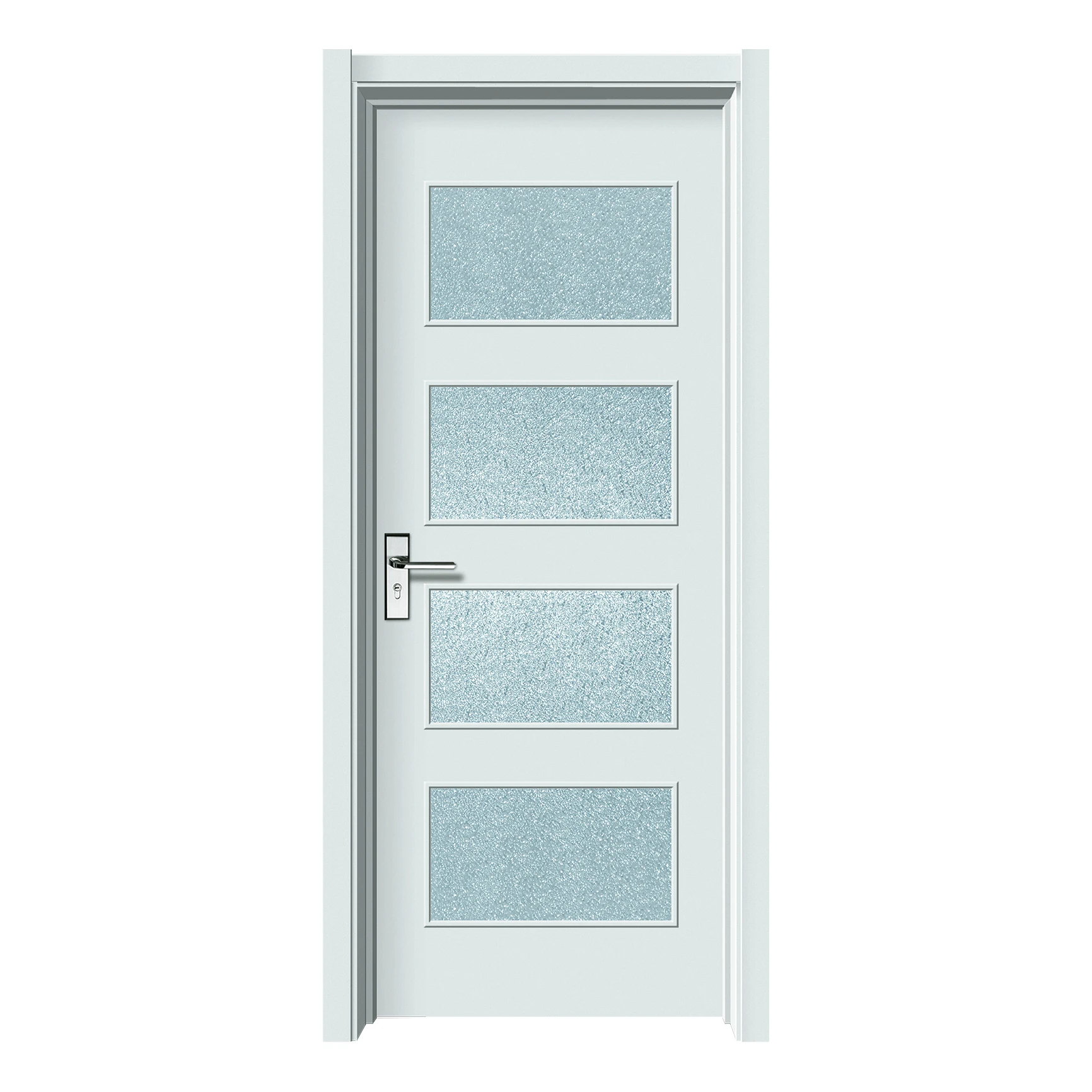 Factory Outlet White Solid Wooden Glass Doors Interior Bathroom Bedroom Use Interior Glass Door For House Office