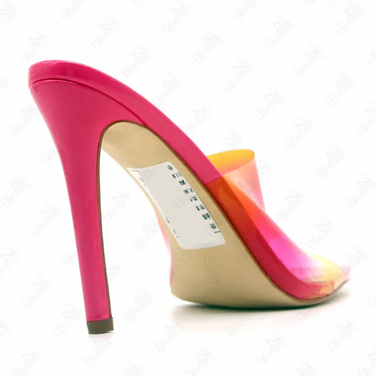 
transparent shoes women heels clear high heels pvc mules 