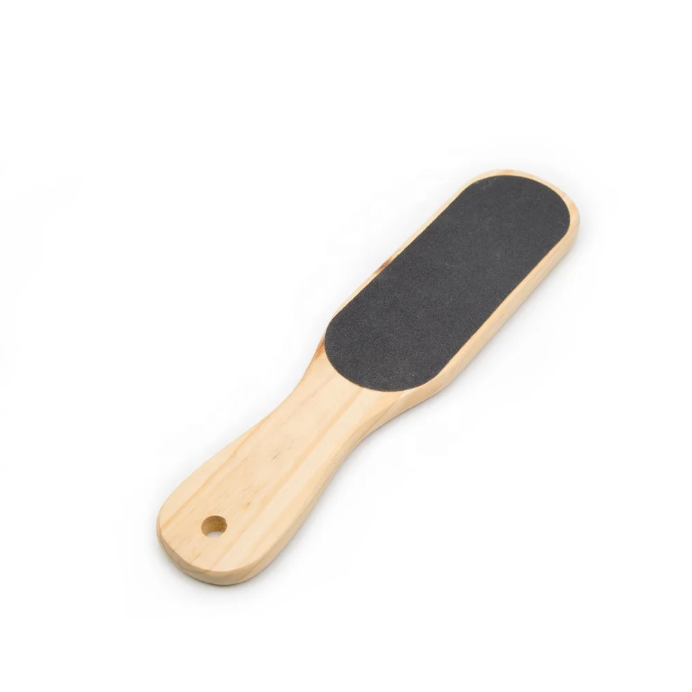 Customized logo and packing foot cleaning callus remover pedicure tools wooden curved handle foot file