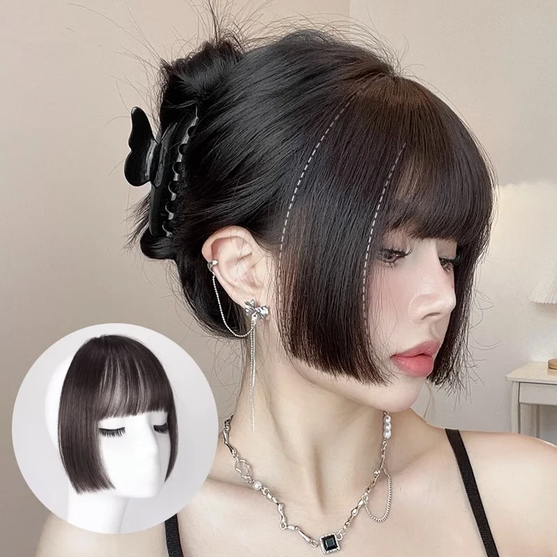 Popular Front Bang Natural Hair Ultra-thin Air Bangs 100% Human Hair Hime Cut Fringes Clip In Topper