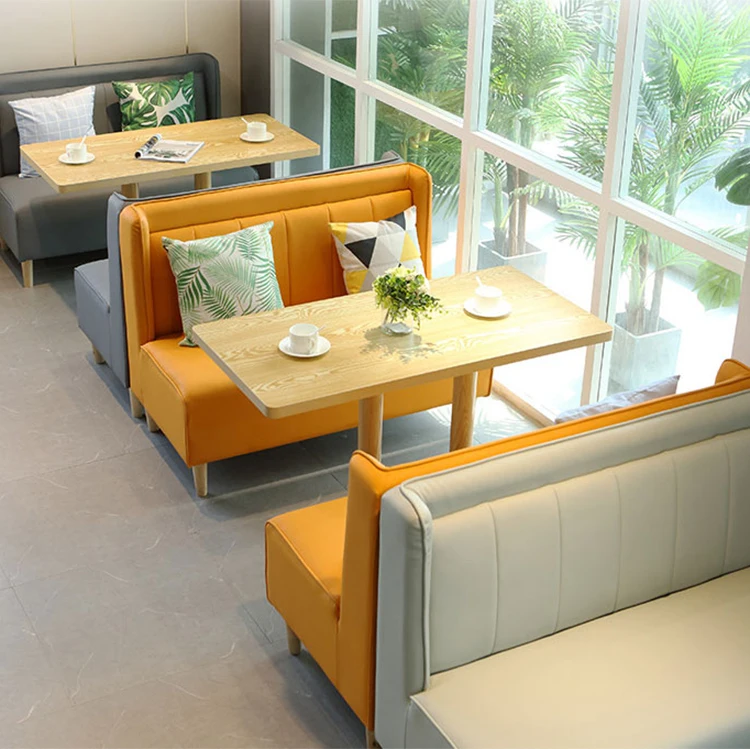 Restaurant Sofa Bench with Table Sets Single Double Side Booth Cafe Wood Frame Dining Chair