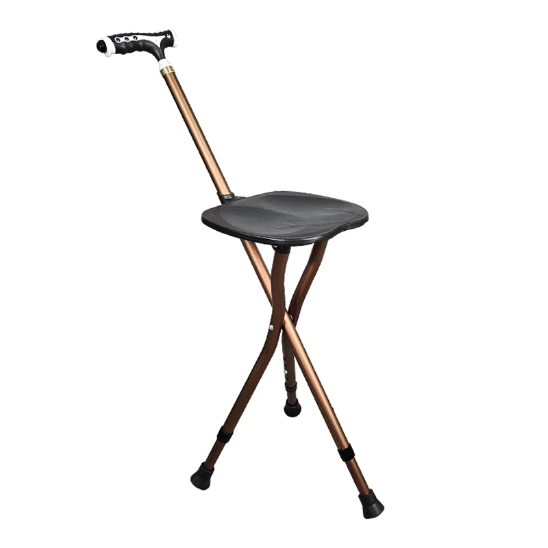 Lightweight Metal Walking Stick Foldable Chair Cane Walker With Chair For Elderly