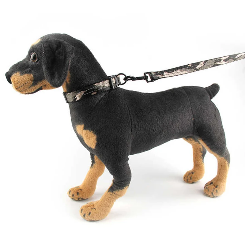 Nylon knit Black camouflage pattern durable stainless steel hook pet outlook safety dog leash harness collate three piece suit