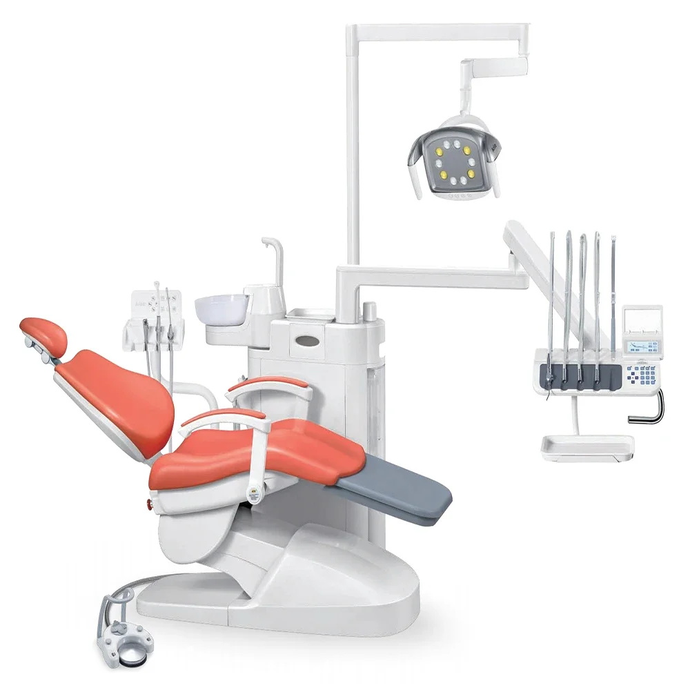 Am-388sc(floor Type) Integral Dental Treat Premium Safety Disinfection Treatment System Dental Unit Dental Chair Glass CE