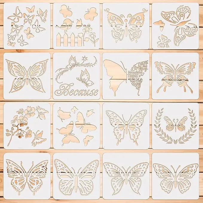 Butterfly Stencil  for Crafts Reusable Reusable  Paint  DIY Craft Plastic Drawing  for Painting on Wood Wall Home Decor