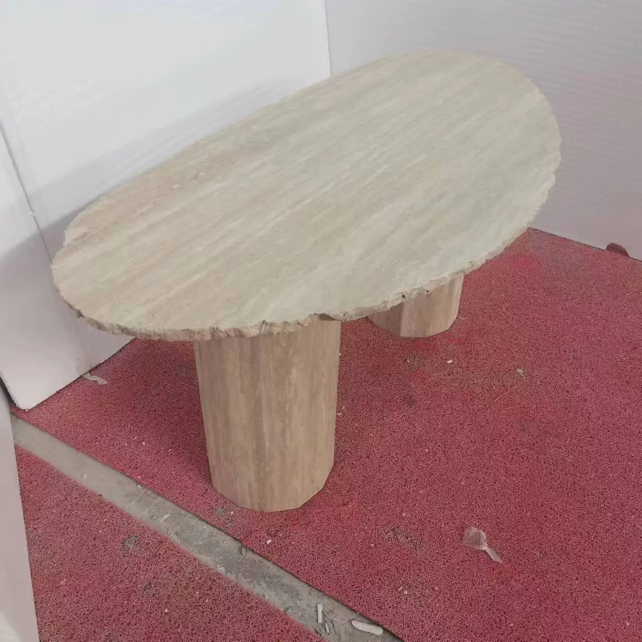 custom design natural edge oval irregular shape coffee table travertine ripple table