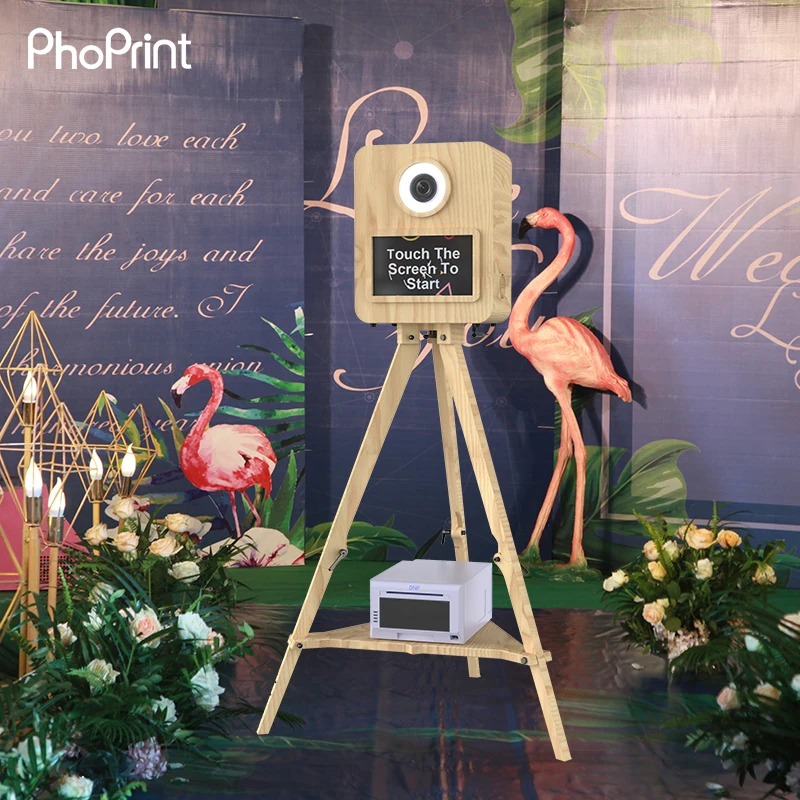 Wholesale Portable Easy Assembly Wood Photo Booth with Printer Lightweight and for Events for Shooting with Camera and iPad