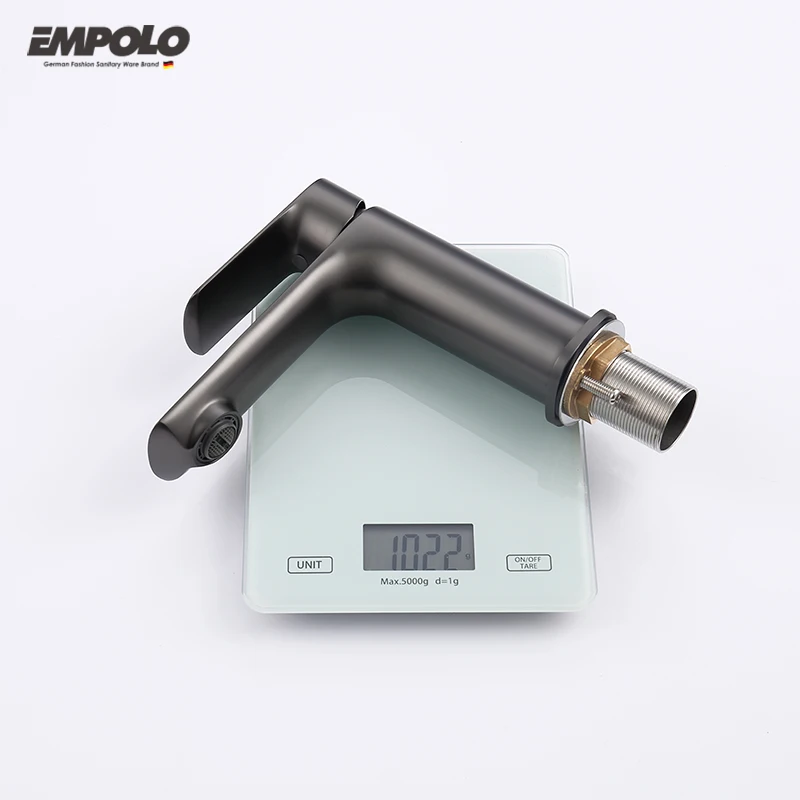 Empolo Luxury High Quality Chrome Washroom Basin Mixer Taps Waterfall Matte Black Bathroom Faucet