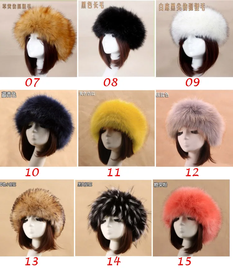 Russian Hot Sale Outdoor Ear Warmer Thick Ski Hat Headband Womens Girl Fluffy Winter Faux fur hats