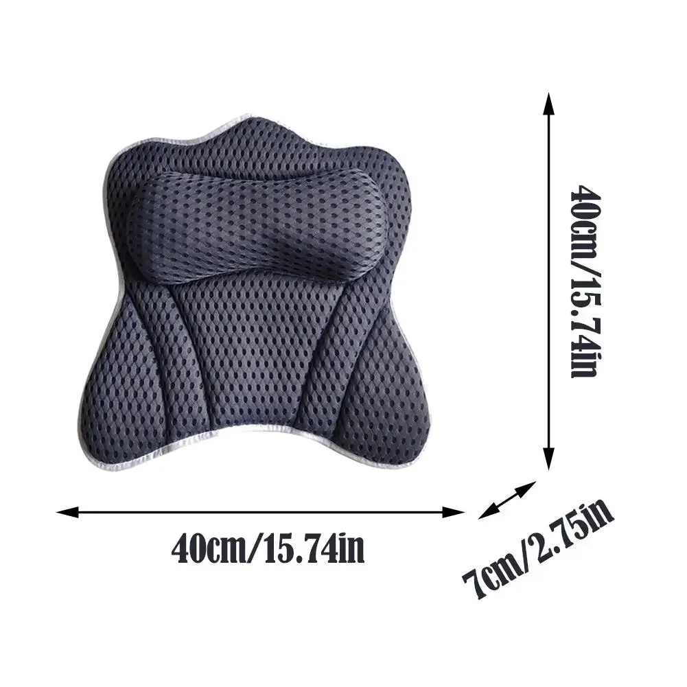 3D Mesh Luxury Bath Pillow Bathtub Spa Pillow Headrest for tub with 2 Thickened Paddings Soft Bath Tub Pillow for Neck