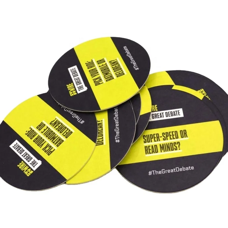 Custom Printed Logo Design Disposable Round Coffee Paper Beer Glass Coasters