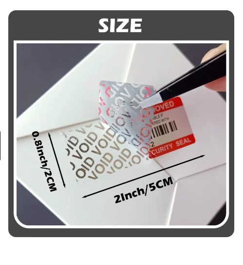 5 x 2cm Silver PET Material Warranty Void Stickers with Serial Number Custom Rectangular Water Resistant Label