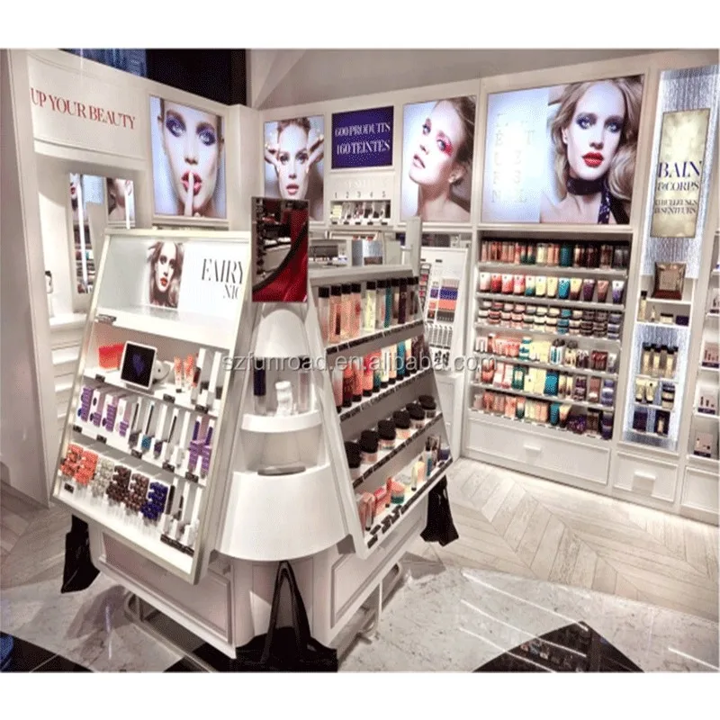 perfume shop interior layout decoration design high end perfume rack showroom beauty storage cabinet renovation