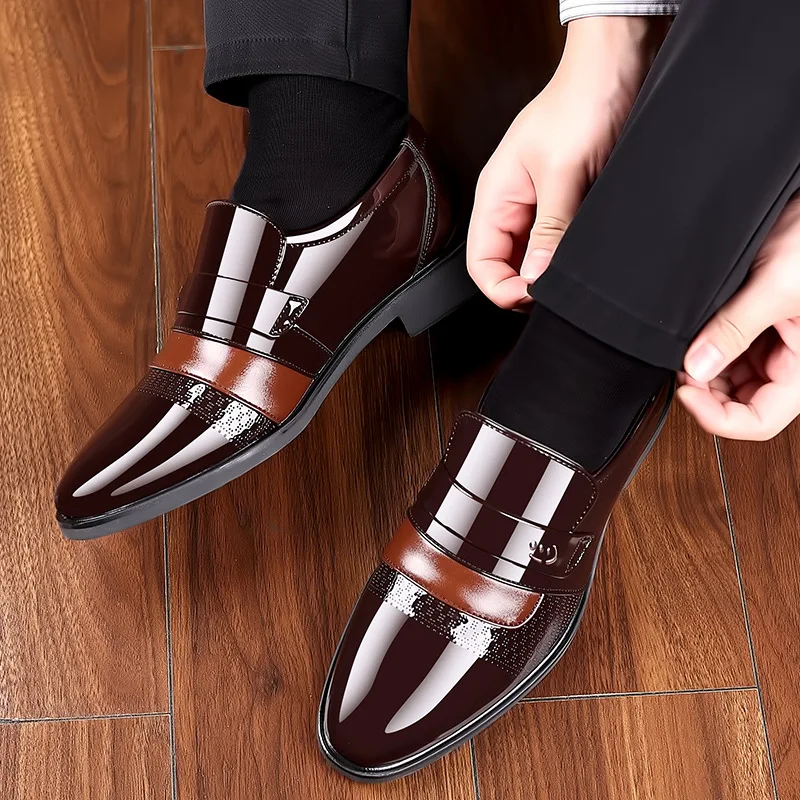 A070 Fashion Breathable Men Leather shoes large size Business dress shoes