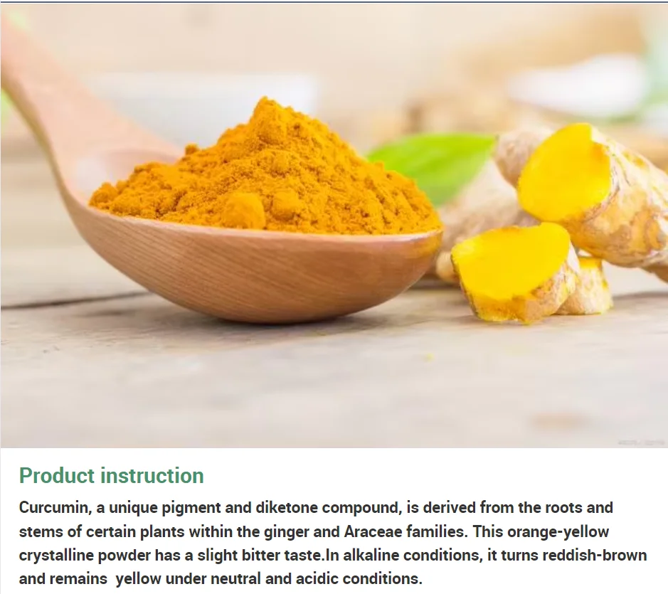 98% Curcumin powder Raw Material for Turmeric Skin Care Food Additives from Turmeric Root Powder Process