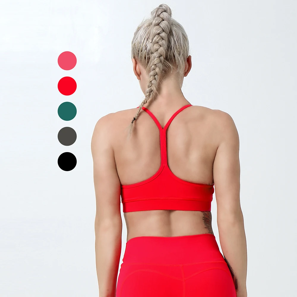 Low MOQ Custom Impact Fitness Quick Dry Yoga Bra Elastic Band Y Back Neon Sports Bra
