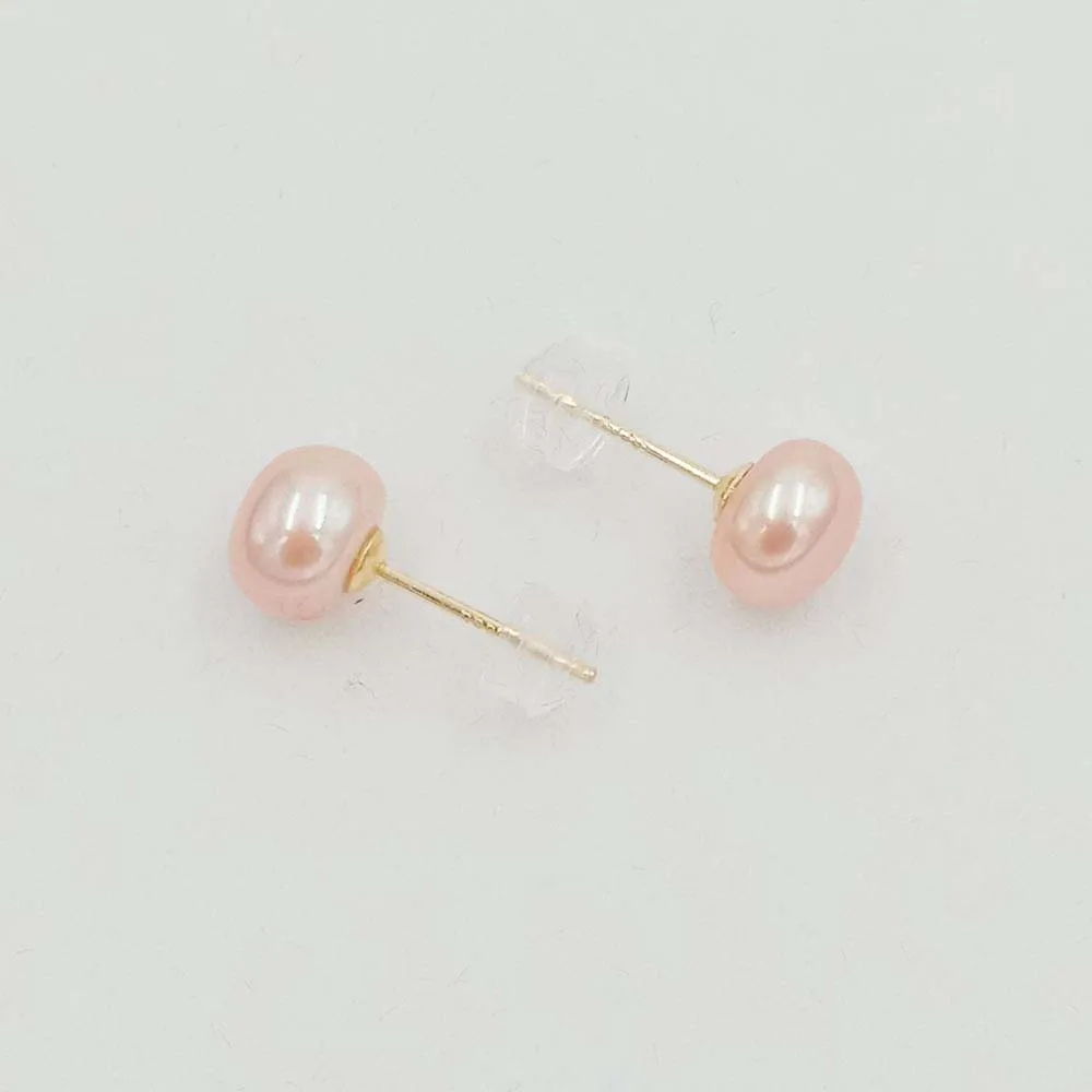 Freshwater pearl earring , 925 sterling silver stud earrings for wedding ,18 k gold plating color ,4-12 mm pearl, silicon backer