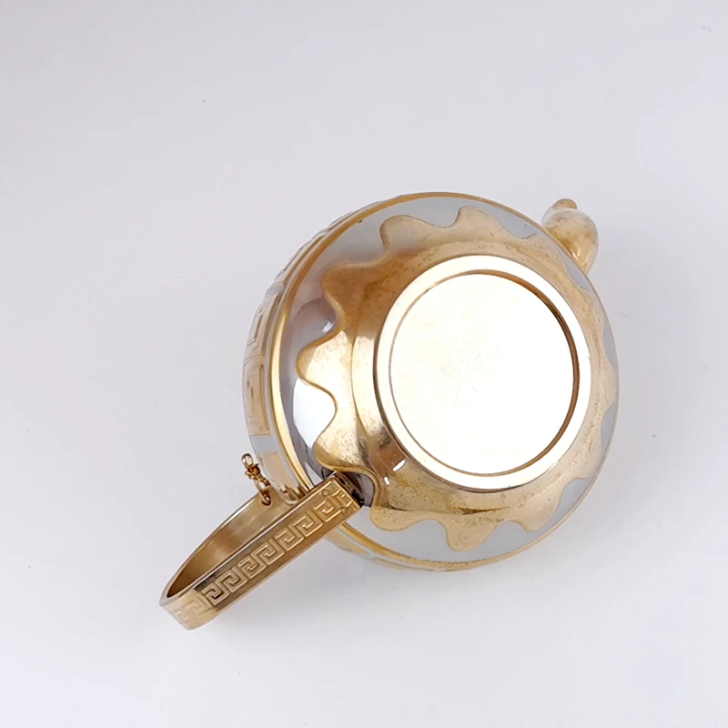 Stylish and Elegant Turkish Pitcher Pot Gold Stainless Steel Handmade Art Decorative Teapot Tea Kettle