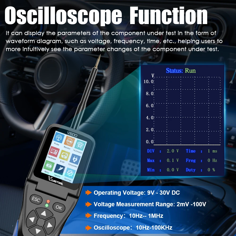 VDIAGTOOL V500 Vehicles Circuit Tester 0.1V~100V Multimeter Test Automotive Electrical System Diagnostic Tools Circuit Probe Kit