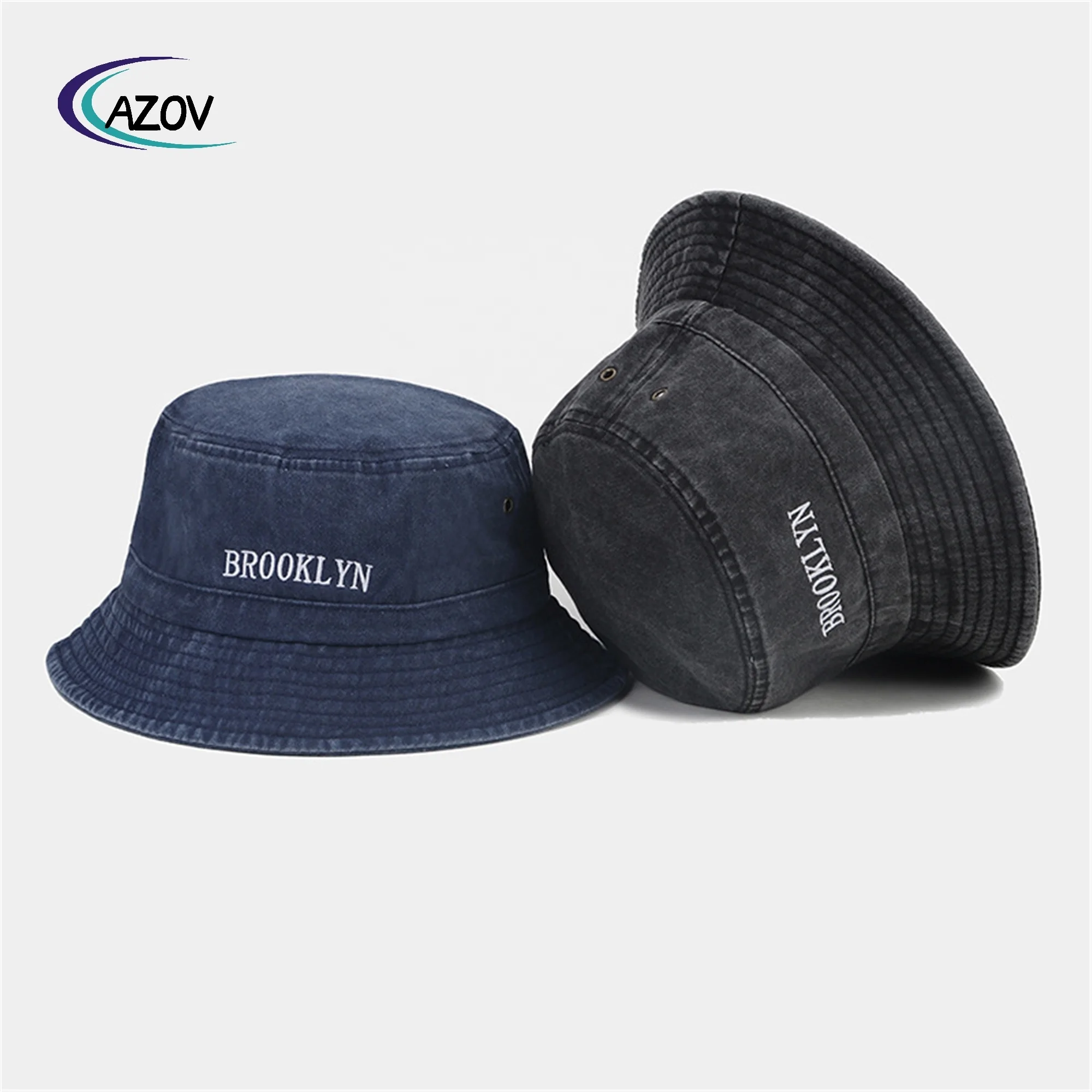 New Brooklyn Embroidery Stitching Bucket Hat Artistic Retro Outdoor Breathable Sun-proof Hat Four Seasons Wear Bucket Hat