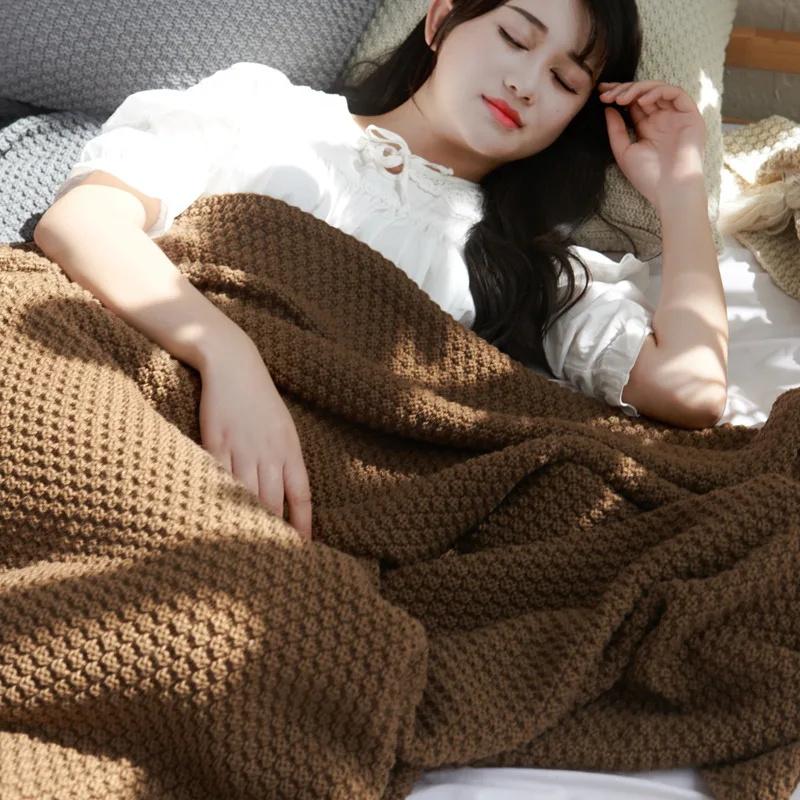  Nordic tassel knitted ball wool blanket office air conditioning lunch break shawl sofa