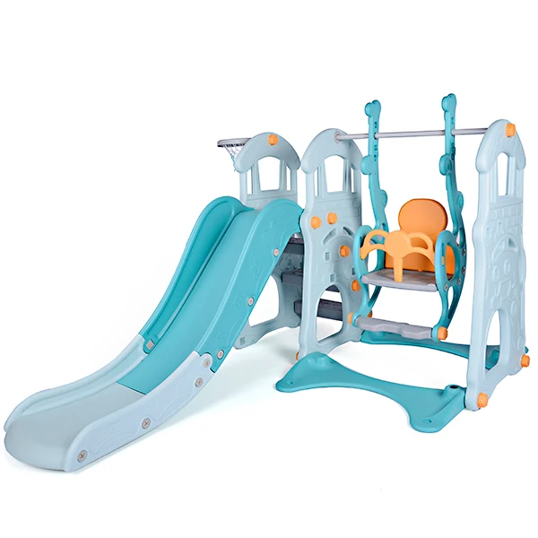 High Quality Plastic Castle Combination Slide And Swing  With EN71-TUV For Kids