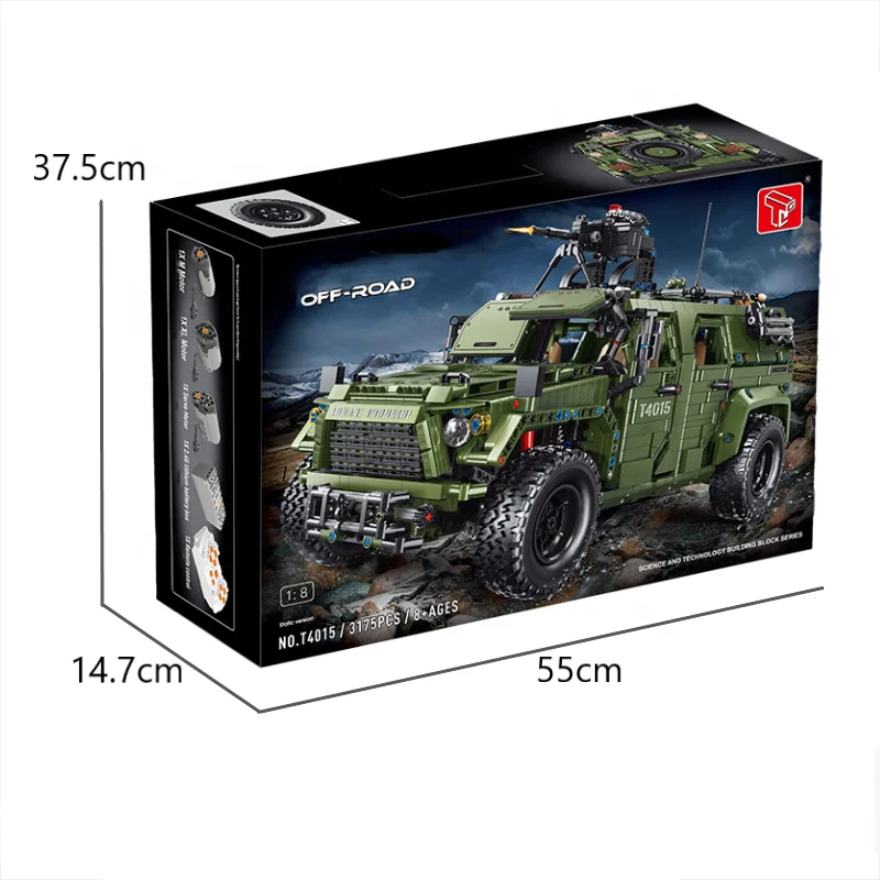 Новинка военный внедорожник Taigaole T4015 1:8 модель автомобиля внедорожника наборы строительных блоков MOC пластиковые игрушки обучающие автомобильные